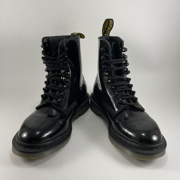Dr Martens Docs Pascal Stud Combat Boots Womens Size 5 Patent Leather - Picture 11 of 11
